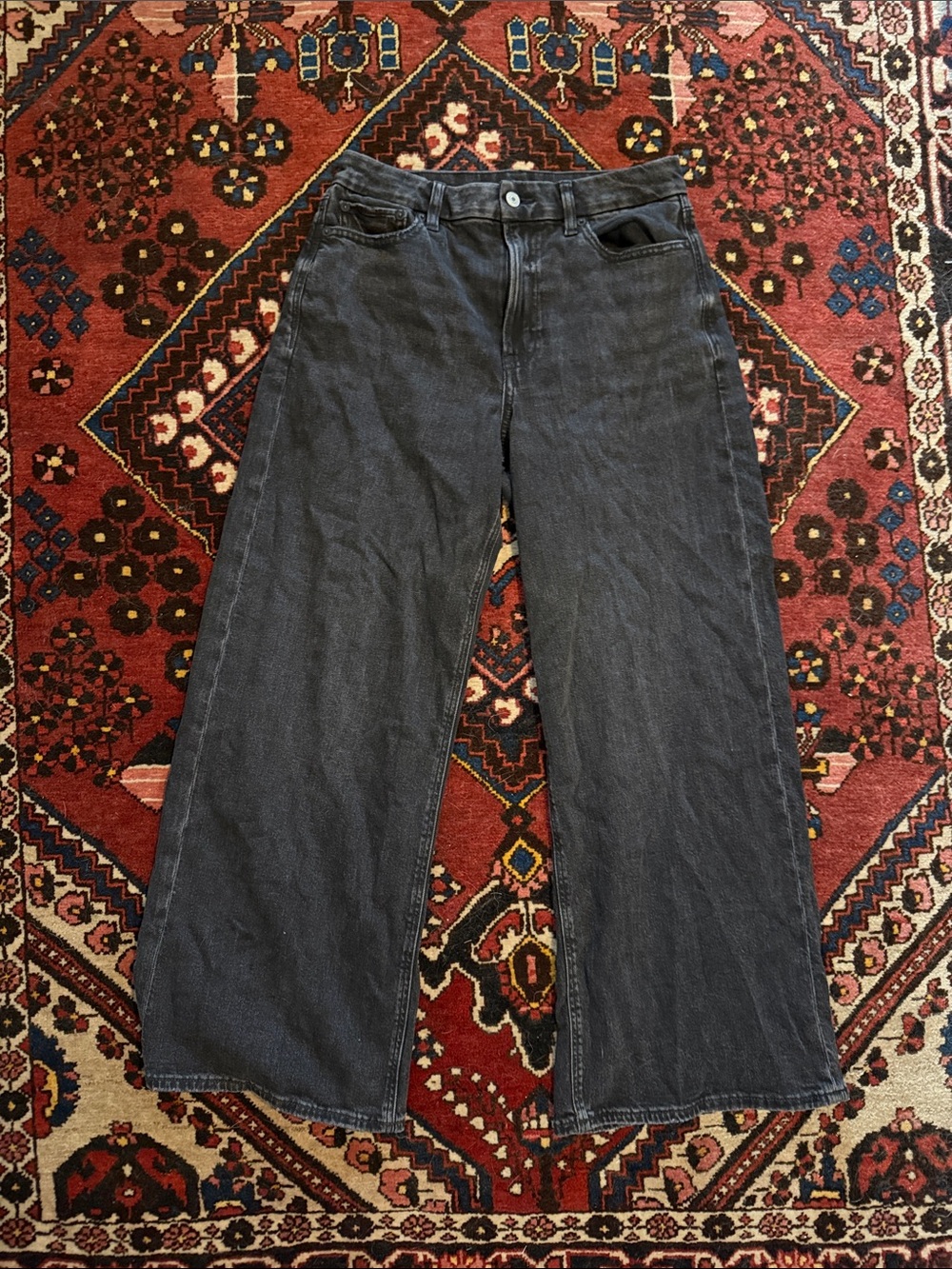 AE Wide Leg Women's Jeans in Washed Black
